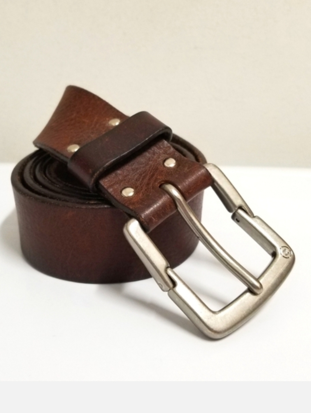 Nautica Brown 1½" Genuine Leather Square Buckle Belt 42